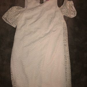 lily pulitzer white lace on/off shoulder dress